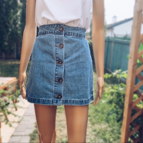 Forever 21 Button-Front Jean Skirt - Picture 2 of 10
